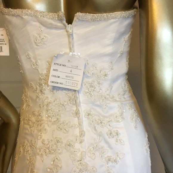 MICHELANGELO ๐ฅ Beaded Strapless Tulle Lace Wedding Dress - David's Bridal NEW!! - Picture 10 of 16